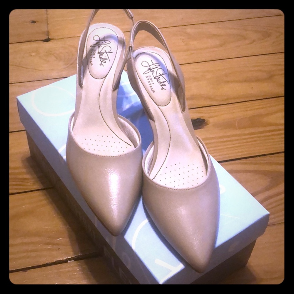 Tan Life Stride Slingback Heels